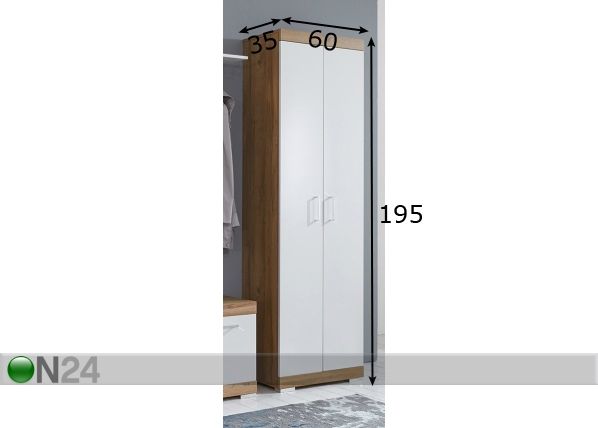 Eteiskaappi BRISTOL 500 mitat