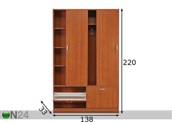 Eteiskaappi CODA PLUS mitat