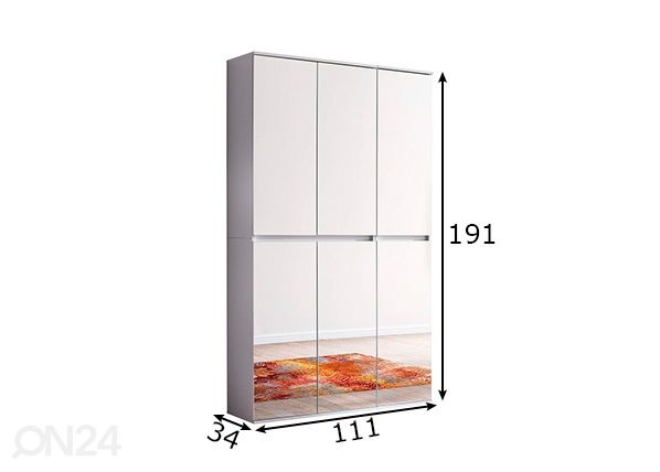Eteiskaappi Mirror mitat