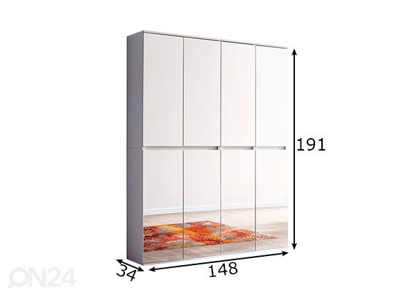 Eteiskaappi Mirror mitat