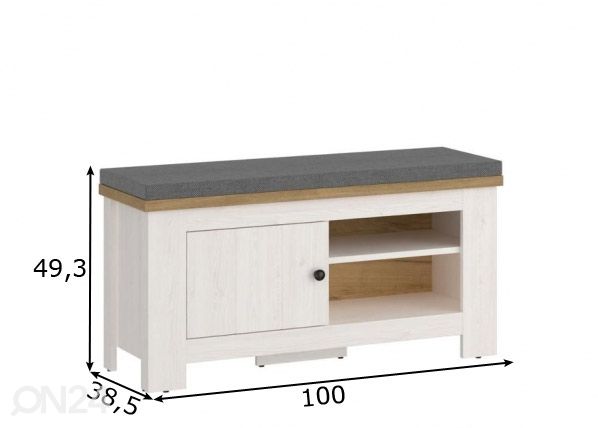 Eteiskaappi / penkki Celecto 100 cm mitat