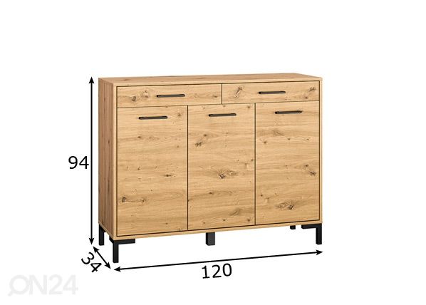 Eteiskaappi Porto 120 cm mitat