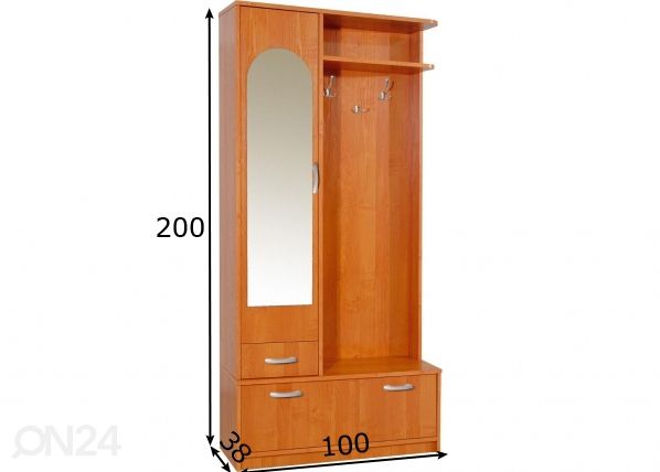 Eteiskaluste 100 cm mitat