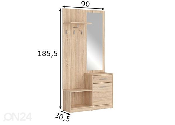 Eteiskaluste mitat