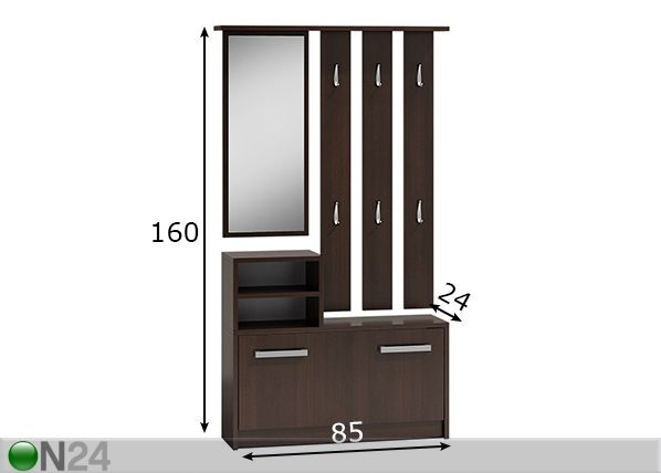 Eteiskaluste Dallas L85 mitat