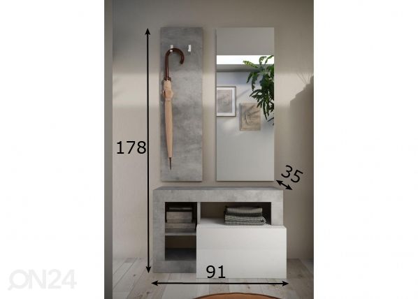 Eteiskaluste Hamburg 91 cm mitat