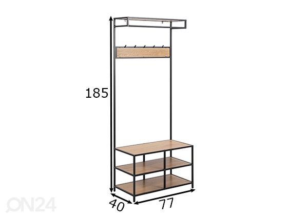 Eteiskaluste Seaford mitat