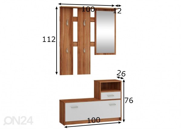 Eteiskalusteet 100 cm mitat