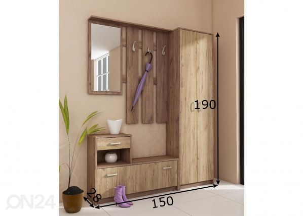 Eteiskalusteet Drimo I 155 cm mitat