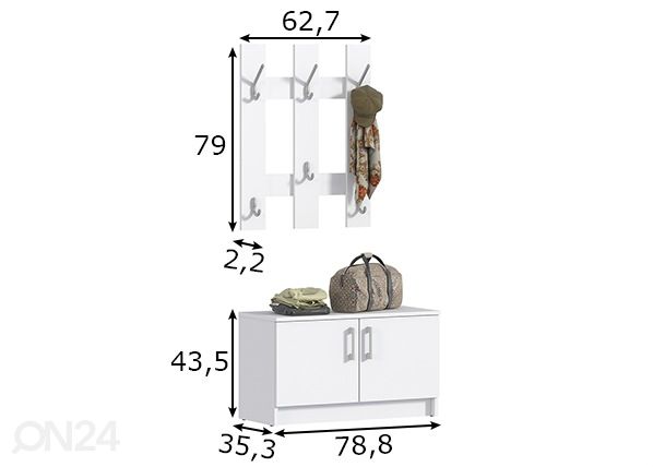 Eteiskalusteet Terra mitat