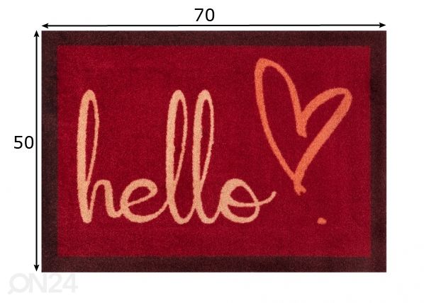 Eteismatto Hello Heart 50x75 cm mitat