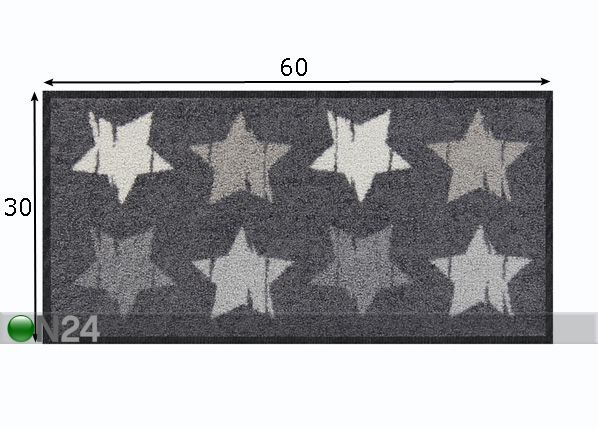 Eteismatto Wood Stars grey 30x60 cm
