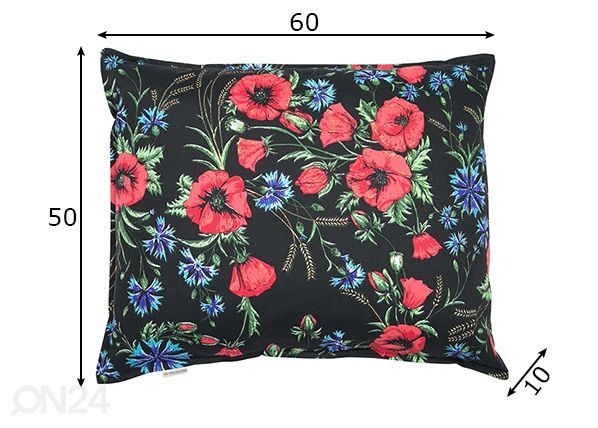 ETNO koristetyyny MUHU KIRJONTA 50x60 cm mitat