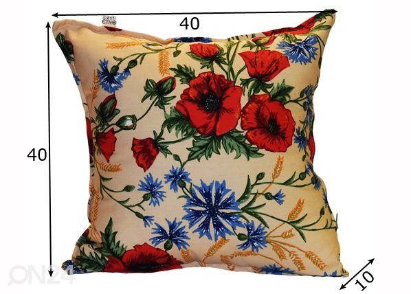 ETNO koristetyyny MUHU KIRJONTA beige 40x40 cm mitat