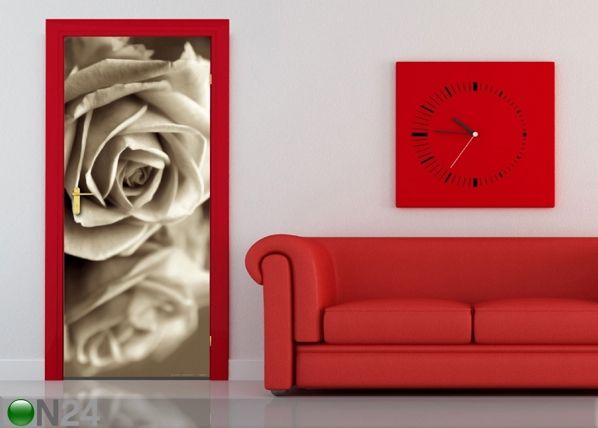 Fleece kuvatapetti BLACK AND WHITE ROSE 90x202 cm