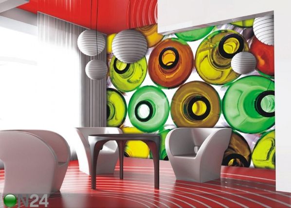 Fleece-kuvatapetti BOTTLES 360x270 cm