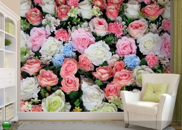 Fleece-kuvatapetti COLORFUL FLOWERS 360x270 cm
