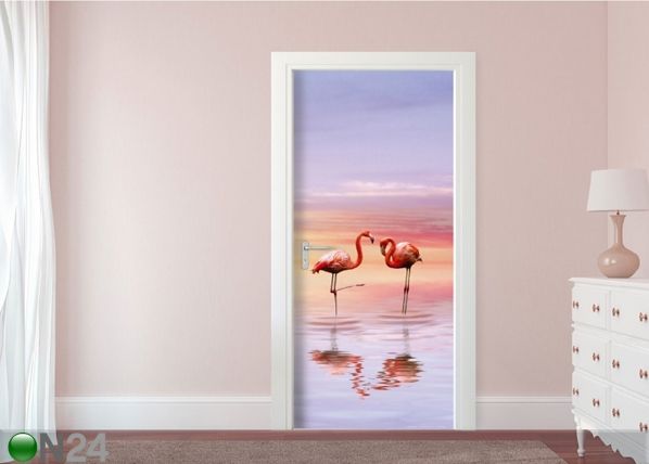 Fleece kuvatapetti FLAMINGOS 90x202 cm
