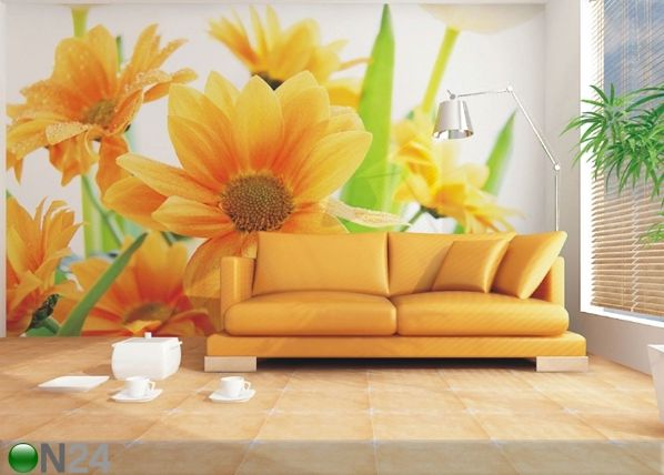 Fleece-kuvatapetti ORANGE FLOWERS 360x270 cm