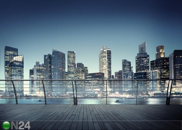 Fleece-kuvatapetti SKYSCRAPERS NIGHT SKYLINE 360x270 cm