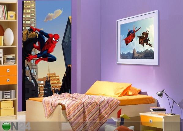 Fleece kuvatapetti SPIDERMAN AND THE CITY 90x202 cm