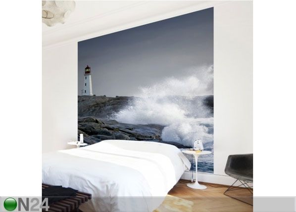 Fleece-kuvatapetti STORM WAVES AT THE LIGHTHOUSE