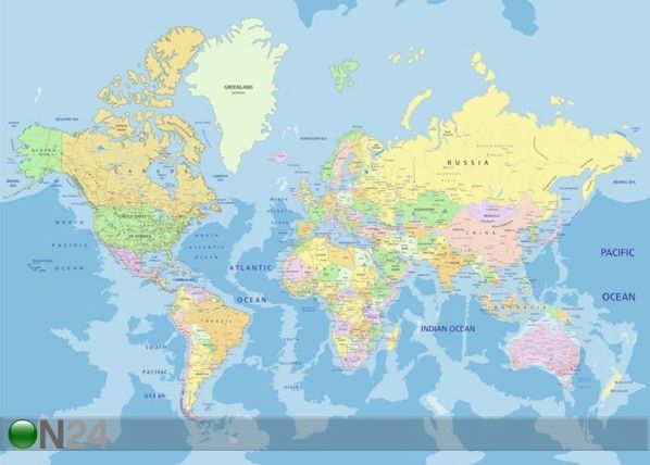 Fleece-kuvatapetti WORLD MAP 360x270 cm