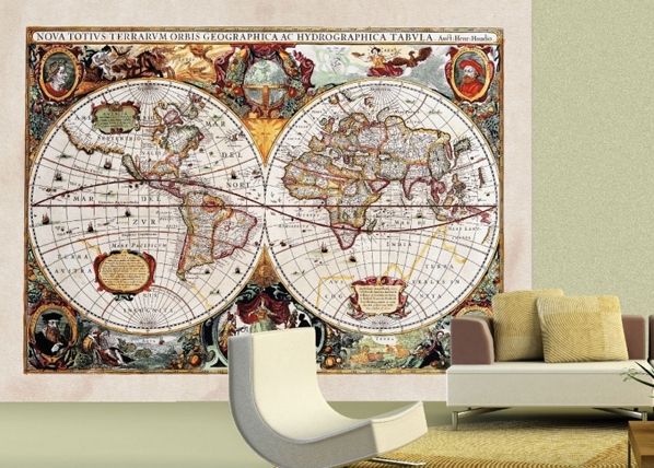 Fleece-kuvatapetti WORLD MAP 360x270 cm