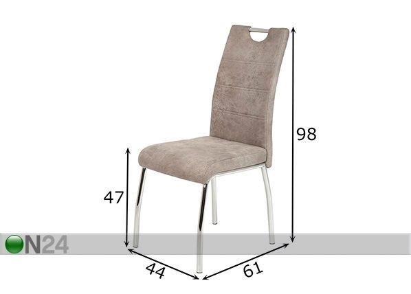 Harmaat ruokapöydän tuolit Susi II, 2 kpl mitat