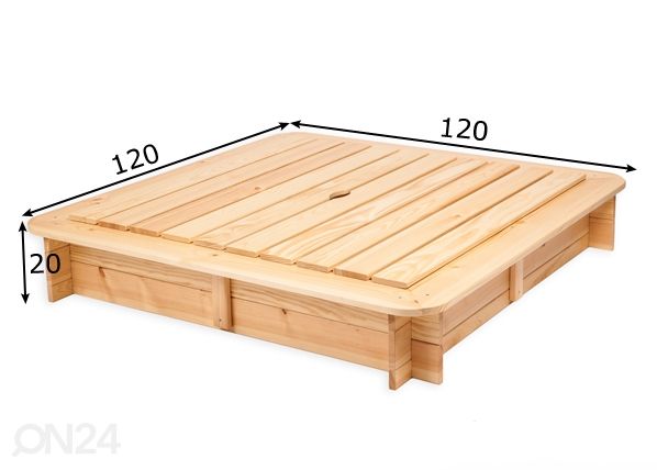 Hiekkalaatikko 120x120 cm mitat