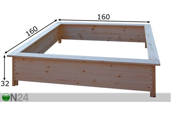 Hiekkalaatikko 160x160 cm mitat