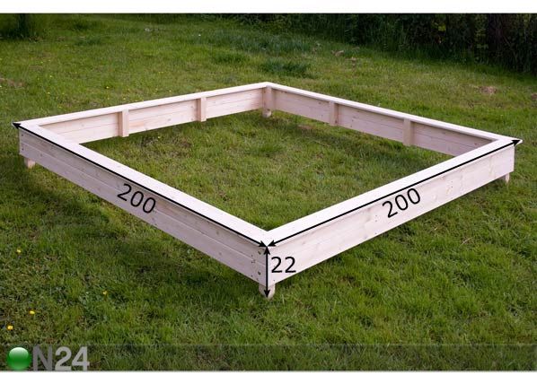 Hiekkalaatikko 200x200 cm mitat