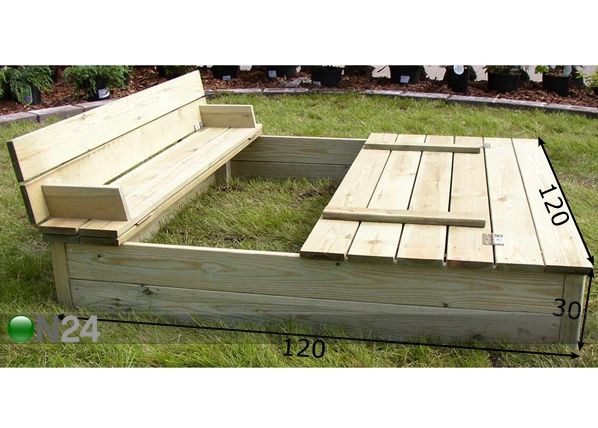 Hiekkalaatikko, kansi ja istuin mitat