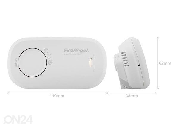 Hiilimonoksidin ilmaisin FireAngel Generation II FA3313 mitat