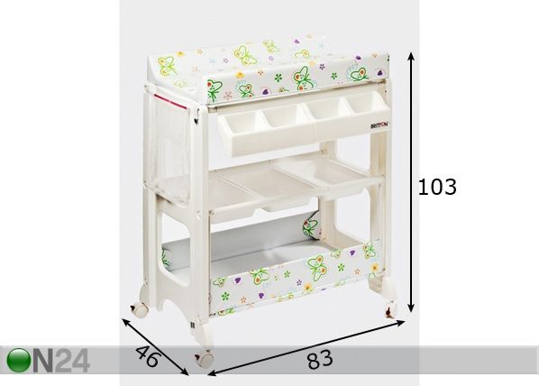 Hoitoalusta+kylpy BRITTON, värilliset perhoset mitat