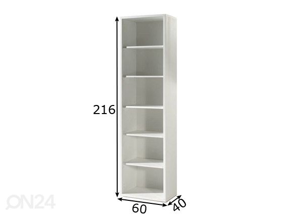 Hylly Pronto 1, valkoinen mitat
