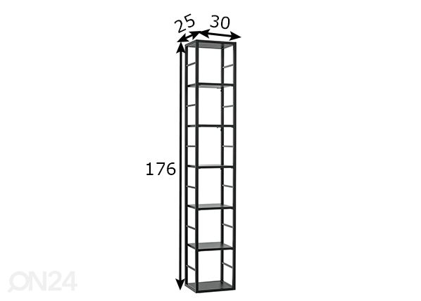 Hylly Switch 176 cm, musta mitat