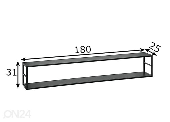 Hylly Switch 180 cm, musta mitat