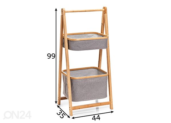 Hyllykkö kangaskoreilla mitat