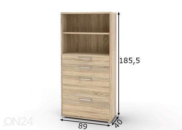 Hyllykkö laatikoilla Prima mitat