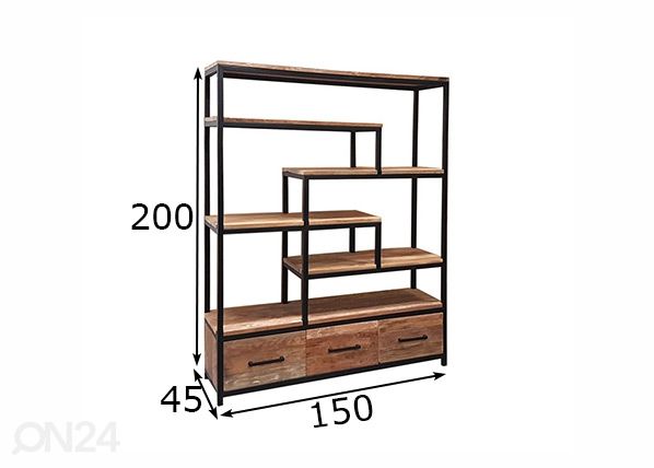 Hyllykkö Montreal 150 cm mitat