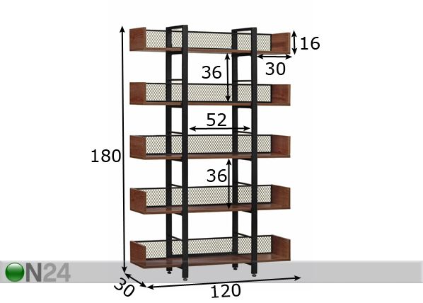 Hyllystö 120 cm mitat