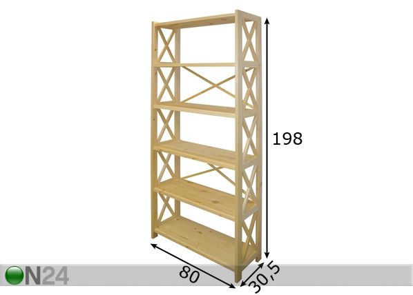 Hyllystö ALEXANDRA 198 cm mitat