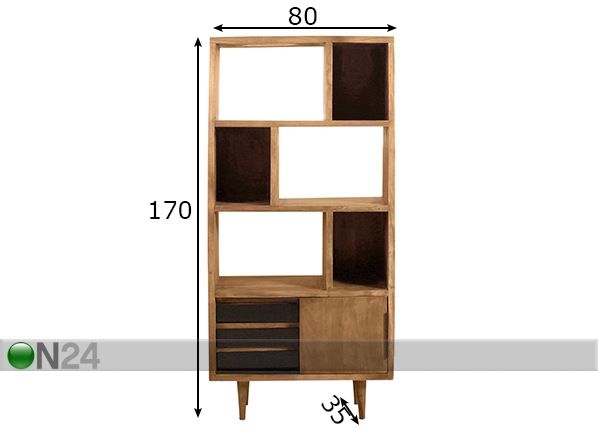 Hyllystö Mid Century mitat