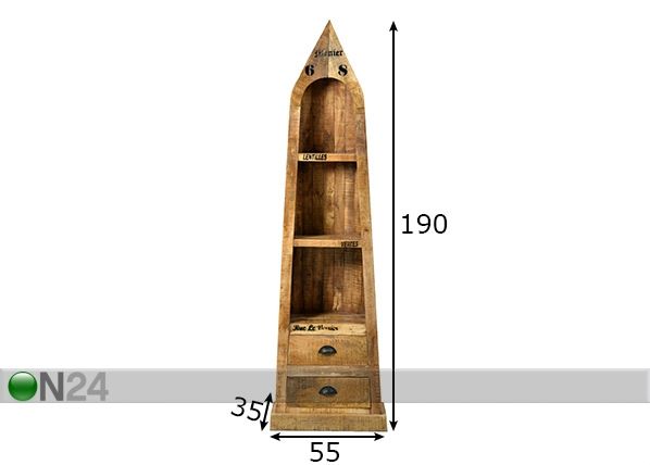 Hyllystö Rustic mitat