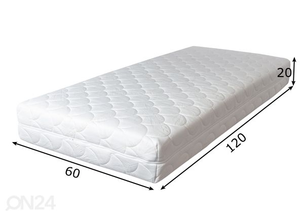 Hypnos joustinpatja Hestia (pocket, HR, puuvilla, vetoketju) 60x120x20 cm mitat