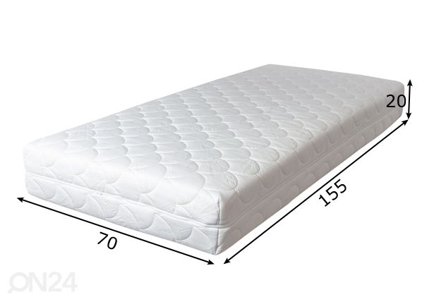 Hypnos joustinpatja Hestia (pocket, HR, puuvilla, vetoketju) 70x155x20 cm mitat