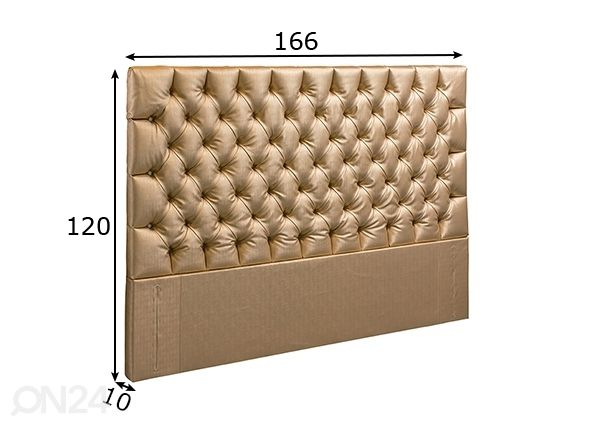 Hypnos kangasverhoiltu sängynpääty Buckingham 166x120x10 cm mitat