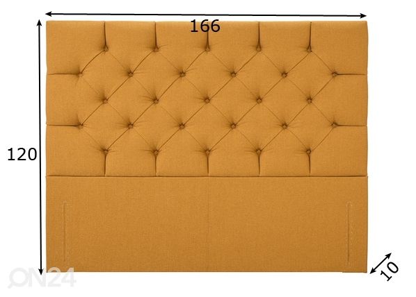 Hypnos kangasverhoiltu sängynpääty Chesterfield 166x122x10 cm mitat
