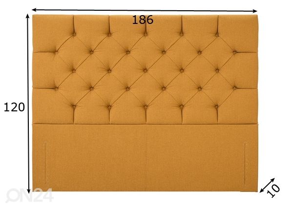 Hypnos kangasverhoiltu sängynpääty Chesterfield 186x122x10 cm mitat